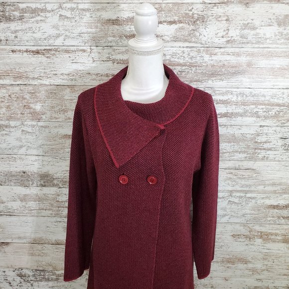 PAPILLON Burgundy Double Breasted Cardigan XL NWT - Picture 6 of 15